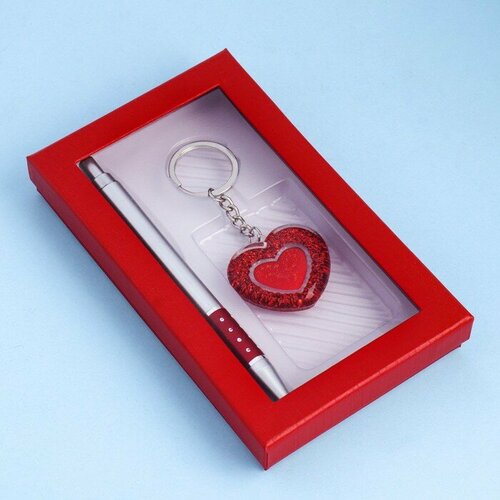 Набор подарочный 2в1 ручка брелок сердечко 452₽