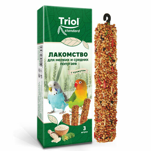 Triol Standard лакомство для мелких и средних попугаев с кунжутом - 80 г (3 шт) rio wild seeds 240 г лакомство луговые семена 1х6 22230 79869 2 шт