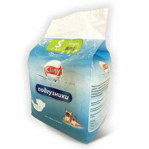 Cliny Подгузники для собак и кошек s (3- 6кг) 10 шт. экопром cliny k202 подгузники для собак и кошек s 3 6кг 10шт