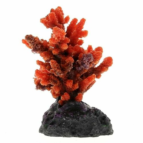 Декорация для аквариумов, Коралл пластиковый (мягкий) оранжевый 8x7x10см, 1 шт.