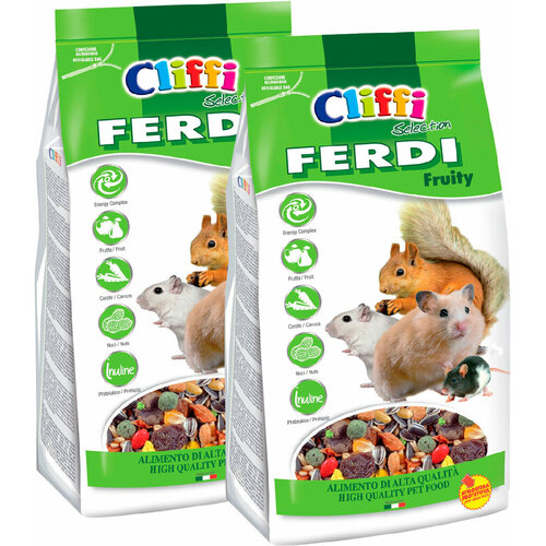 CLIFFI FERDI FRUITY корм для хомяков, мышей, белок и песчанок с фруктами, грецкими орехами и морковью (700 гр х 2 шт)