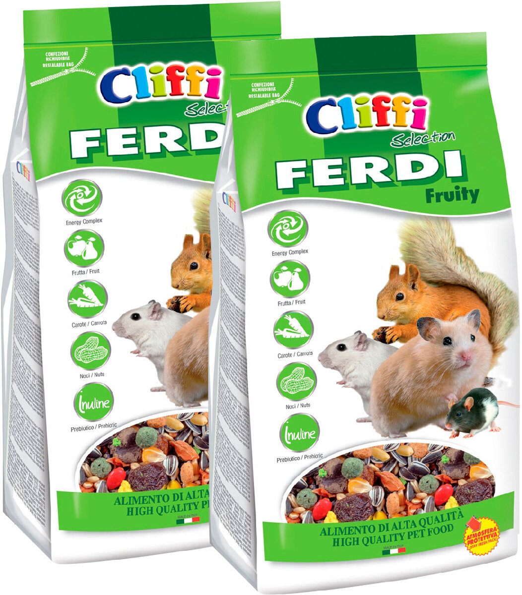 CLIFFI FERDI FRUITY корм для хомяков, мышей, белок и песчанок с фруктами, грецкими орехами и морковью (700 гр х 2 шт)