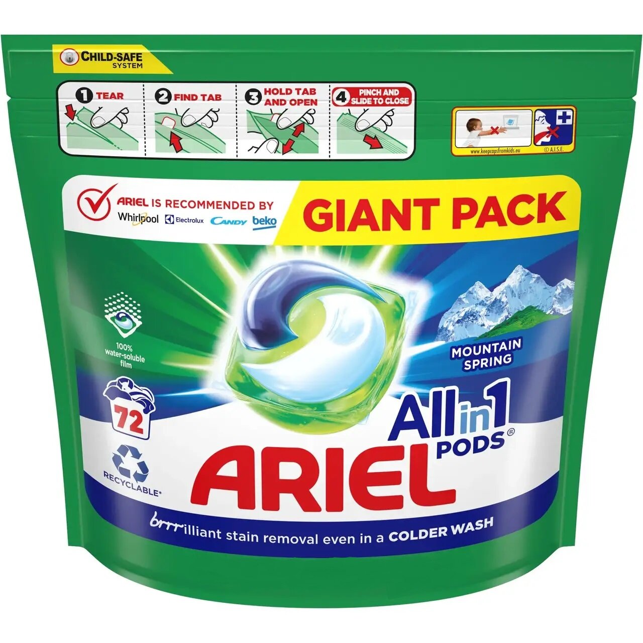 Капсулы для стирки ARIEL Pods All in 1 горный родник 72 шт.