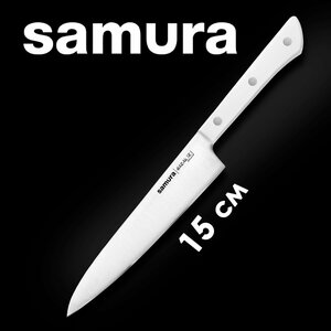 Кухонный нож универсальный для чистки и нарезки овощей, фруктов, колбасы и мяса Samura HARAKIRI 150мм SHR-0023W
