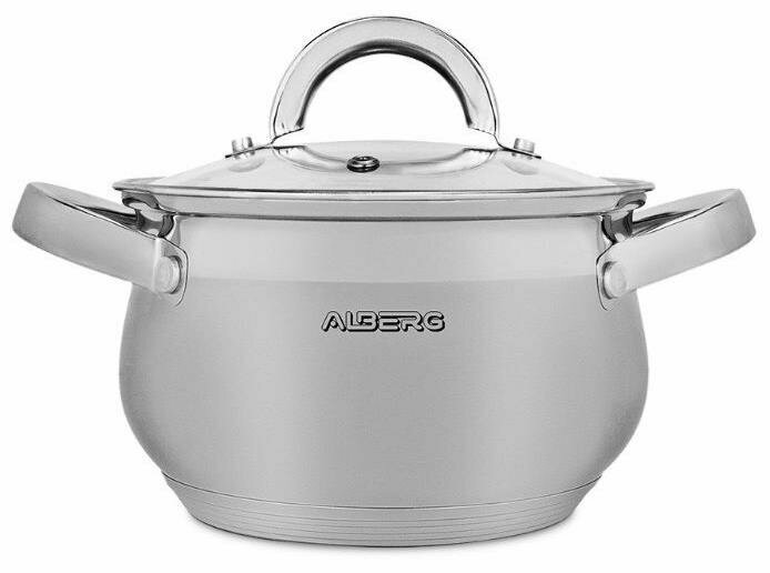 Кастрюля ALBERG AL-2105 с крышкой, 8 л, серебристый