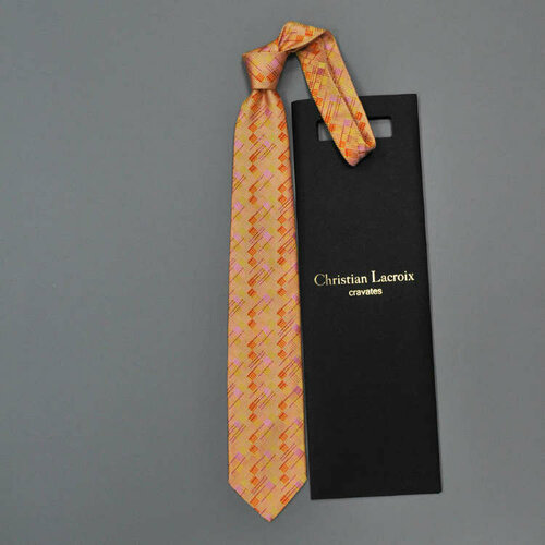 фото Галстук christian lacroix, натуральный шелк, для мужчин, оранжевый