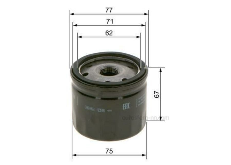 BOSCH 09864B7011 Фильтр масляный| \RENAULT Duster 1.5DCi/1.9DC 11-,/Logan/ Nissan Cube/Micra/Tiida
