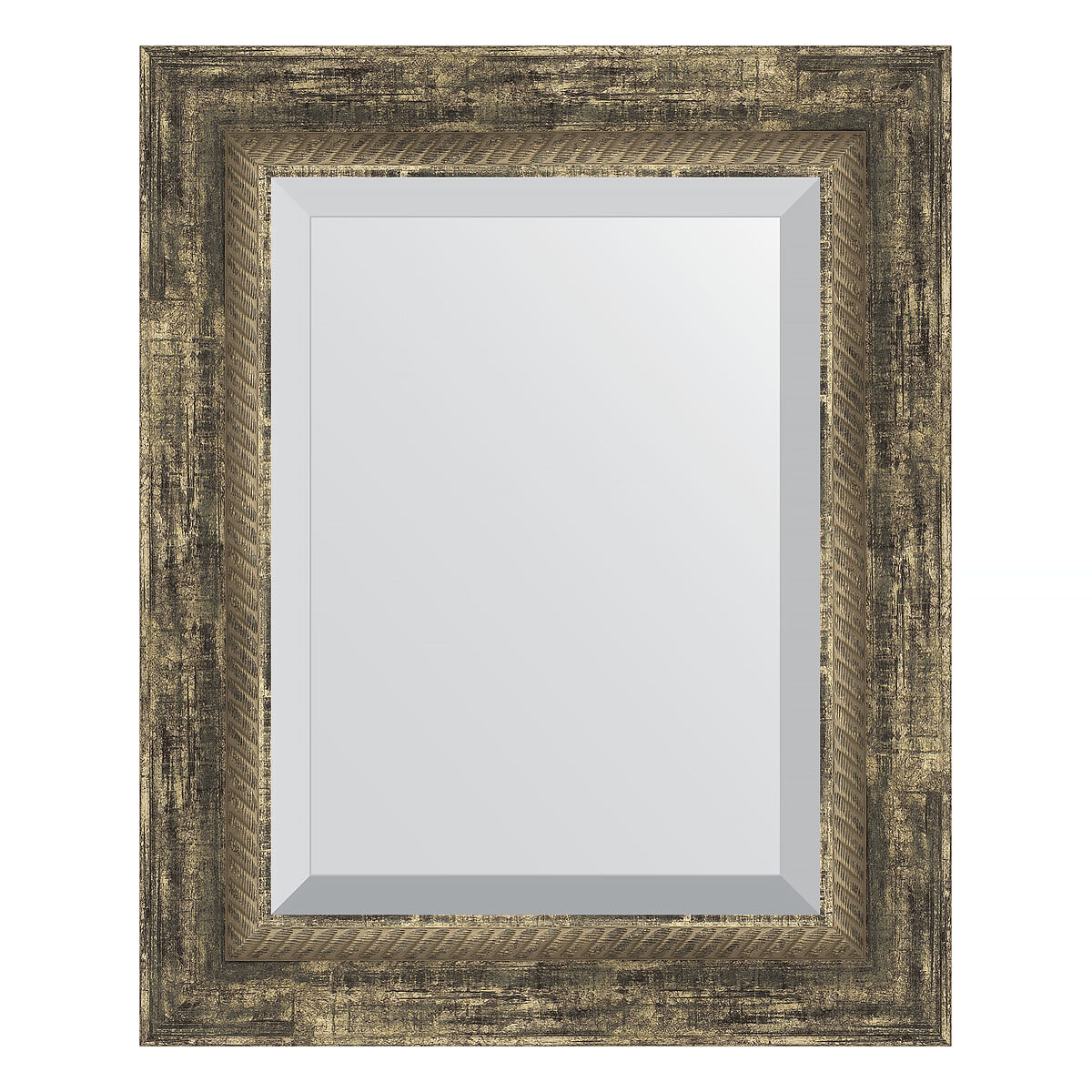 Зеркало настенное с фацетом EVOFORM в багетной раме старое дерево с плетением, 43х53 см, для гостиной, прихожей, спальни и ванной комнаты, BY 3356