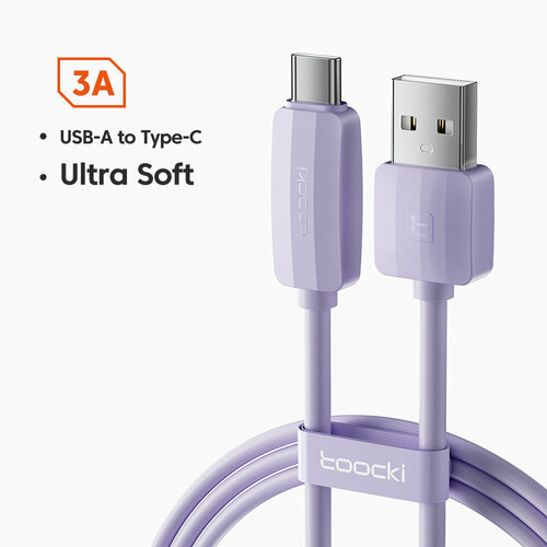 USB-Type-C Toocki 3A силиконовый кабель Ultra Soft для передачи данных, быстрая зарядка TXCT-QY01