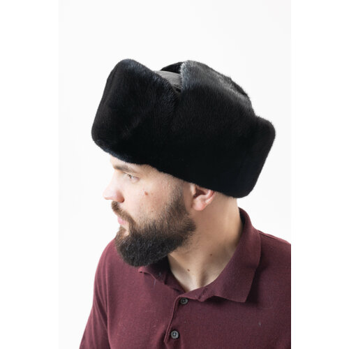 фото Шапка ушанка ярмарка шапок зимняя, подкладка, утепленная, размер 57, черный