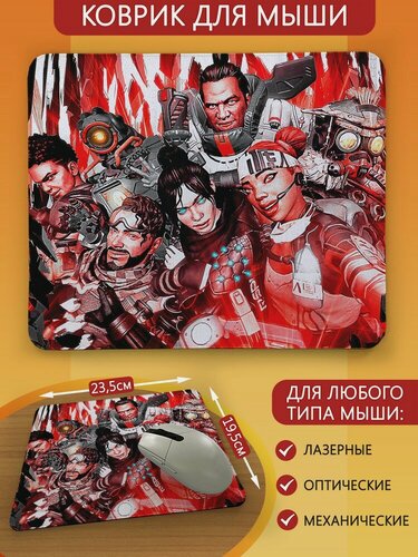 Изображение товара Геймерский коврик Apex Legends апекс леджендс, онлайн, персонажи, игра, многопользовательская -6