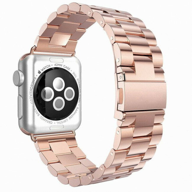 Ремешок металлический из нержавеющей стали для умныхарт часов Apple Watch 38/40/41 mm series 3 / 4 / 5 / 6 / 7 / 8 SE блочный Серебристо-черный