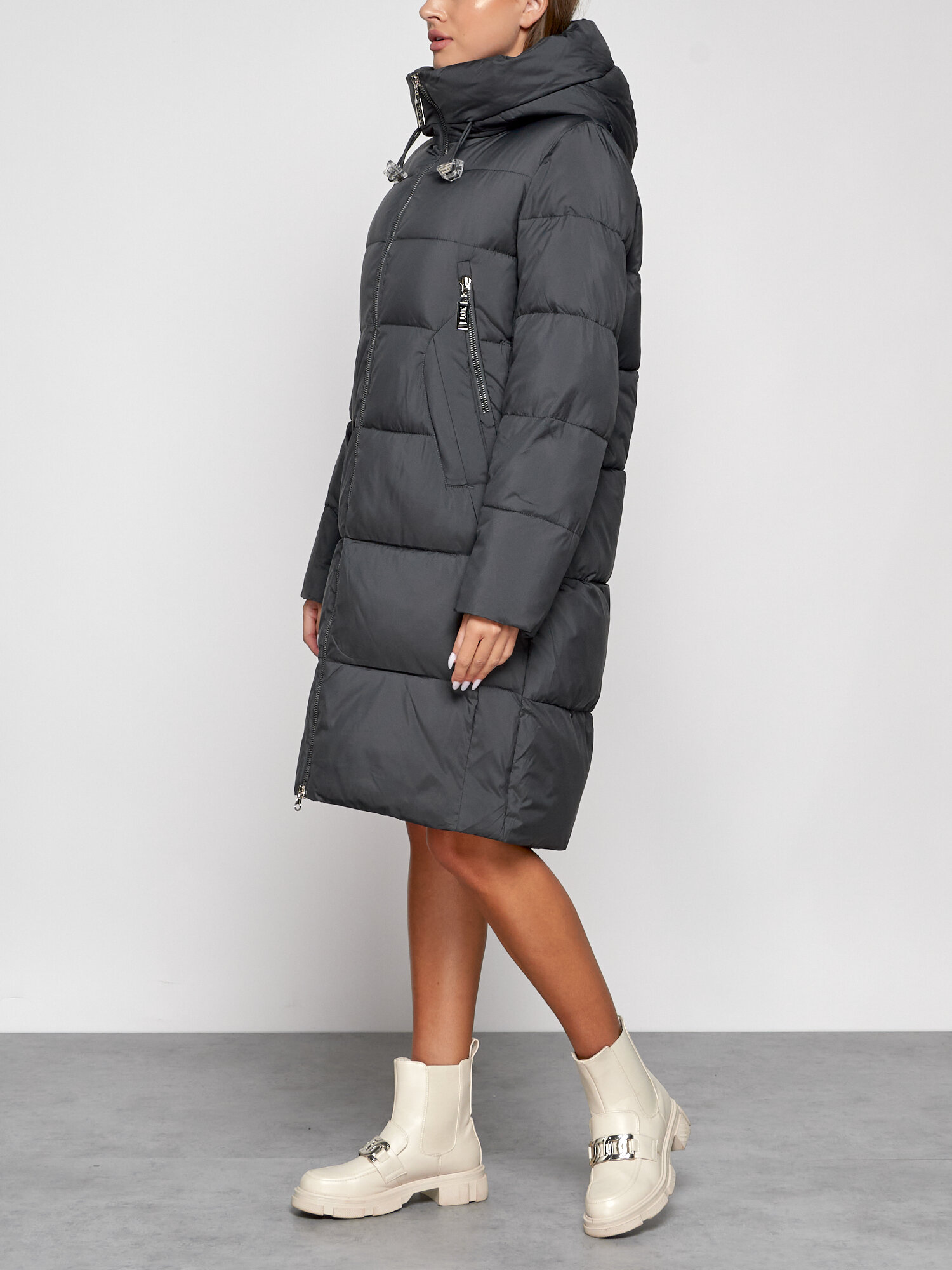 Пальто утепленное с капюшоном зимнее женское AD51155B, 48
