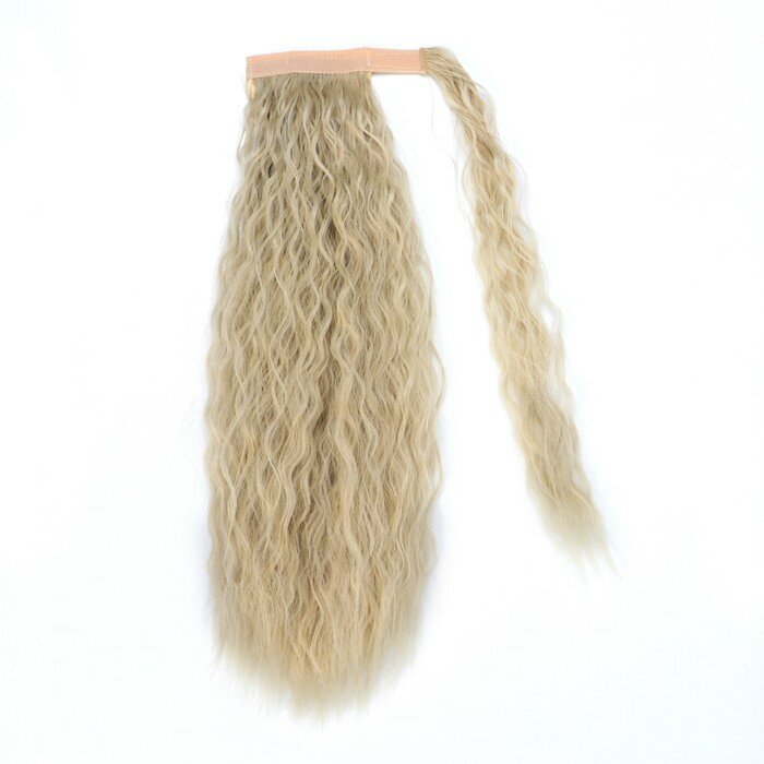 Хвост накладной, волнистый волос, на резинке, 60 см, 100 гр, цвет холодный блонд(#SHT88В)./В упаковке шт: 1