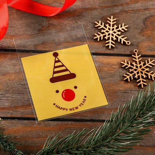 Пакет бопп с липкой лентой С Новым Годом 10 х 103см 100шт 391₽