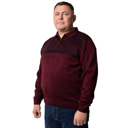 Пуловер Turhan, шерсть, длинный рукав, силуэт прилегающий, средней длины, трикотажный, размер 5 XL, бордовый