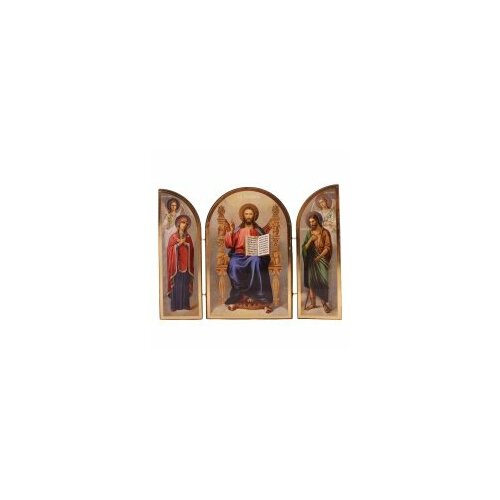 Складни деревян 18*24 Богородица-Спаситель-Иоанн Предтеча #134508 освященная икона иоанн предтеча с житием 24 18 см на дереве