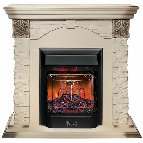 Электрокамин RealFlame DUBLIN LUX STD/EUG WT-615 с очагом Majestic Lux Black (пульт) электрокамин real flame dublin lux 24 wt 615 с очагом majestic lux black