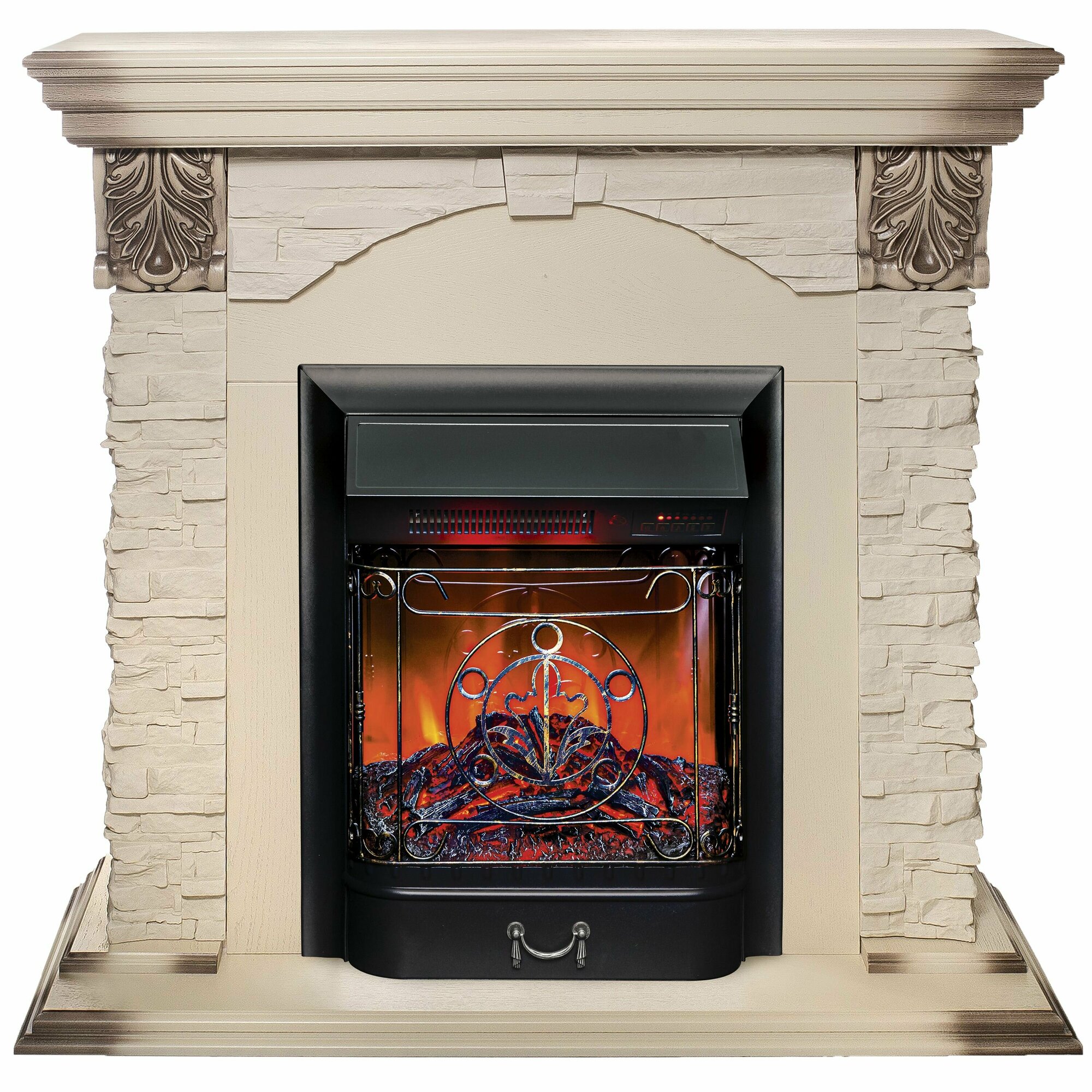 Электрокамин RealFlame DUBLIN LUX STD/EUG WT-615 с очагом Majestic Lux Black (пульт)