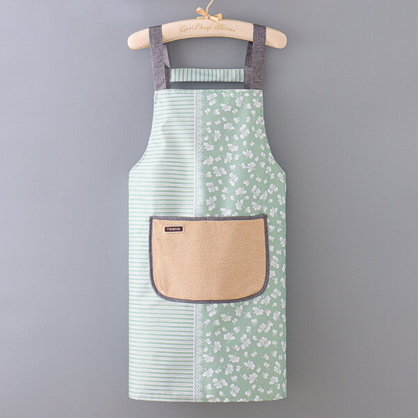 фото Фартук с передним карманом-полотенцем водонепроницаемый, маслостойкий, цвет зеленый