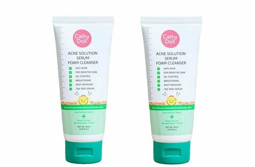 Cathy Doll Очищающая пенка с алое вера против акне Acne Solution Serum Foam Cleanser, 100 мл, 2 шт