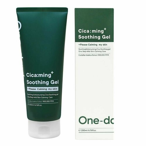 Гель для лица One-days you, Cica: ming Soothing Gel, успокаивающий и увлажняющий, с центеллой, 200 мл успокаивающий гель для лица и тела one days you cica ming 200 мл