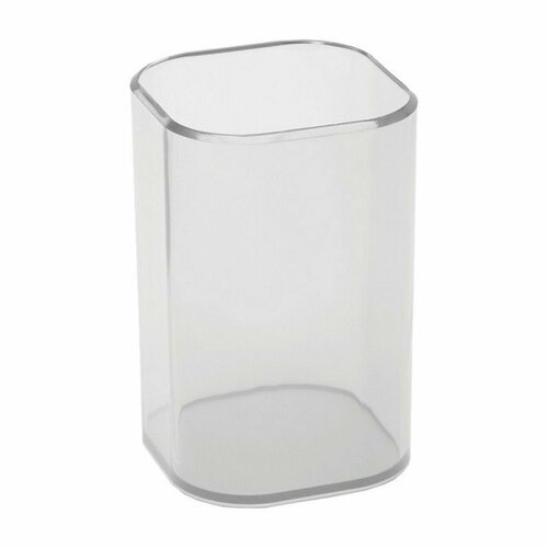 Подставка-стакан для канцелярии СТАММ Фаворит, пластиковый, квадратный, прозрачная (комплект из 12 шт)