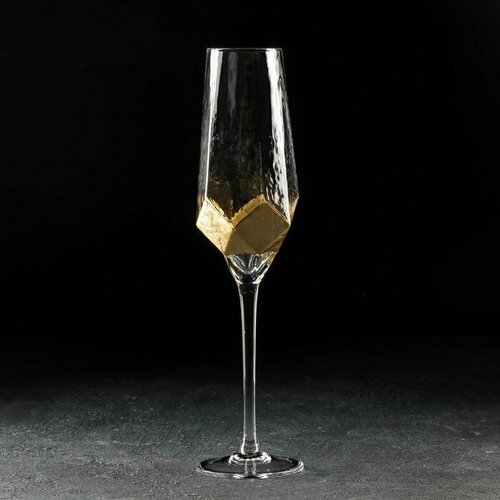 Бокал стеклянный для шампанского Magistro «Дарио», 180 мл, 5×27,5 см, цвет золотой (комплект из 3 шт)