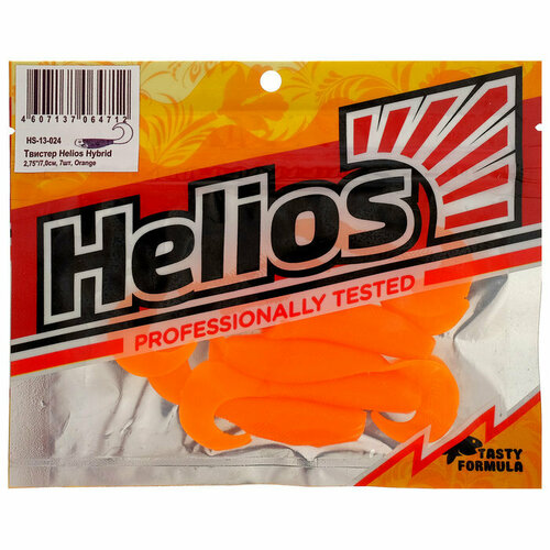 твистер helios hybrid orange 7 см 7 шт hs 13 024 Твистер Helios Hybrid Orange, 7 см, 7 шт. (HS-13-024) (комплект из 9 шт)