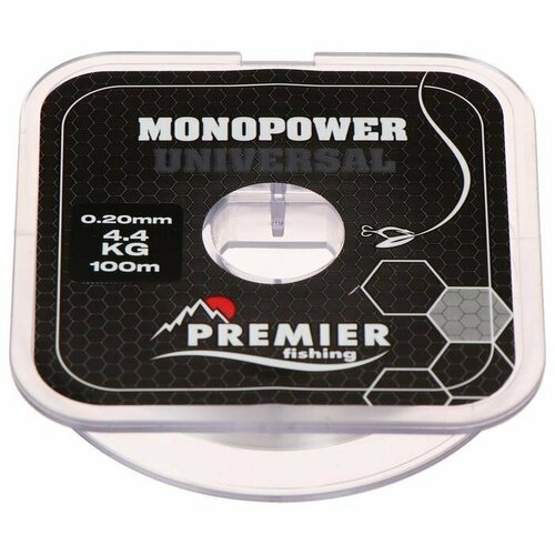 фото Леска preмier fishing monopower universal, диаметр 0.2 мм, тест 4.4 кг, 100 м, прозрачная (комплект из 8 шт) premier fishing