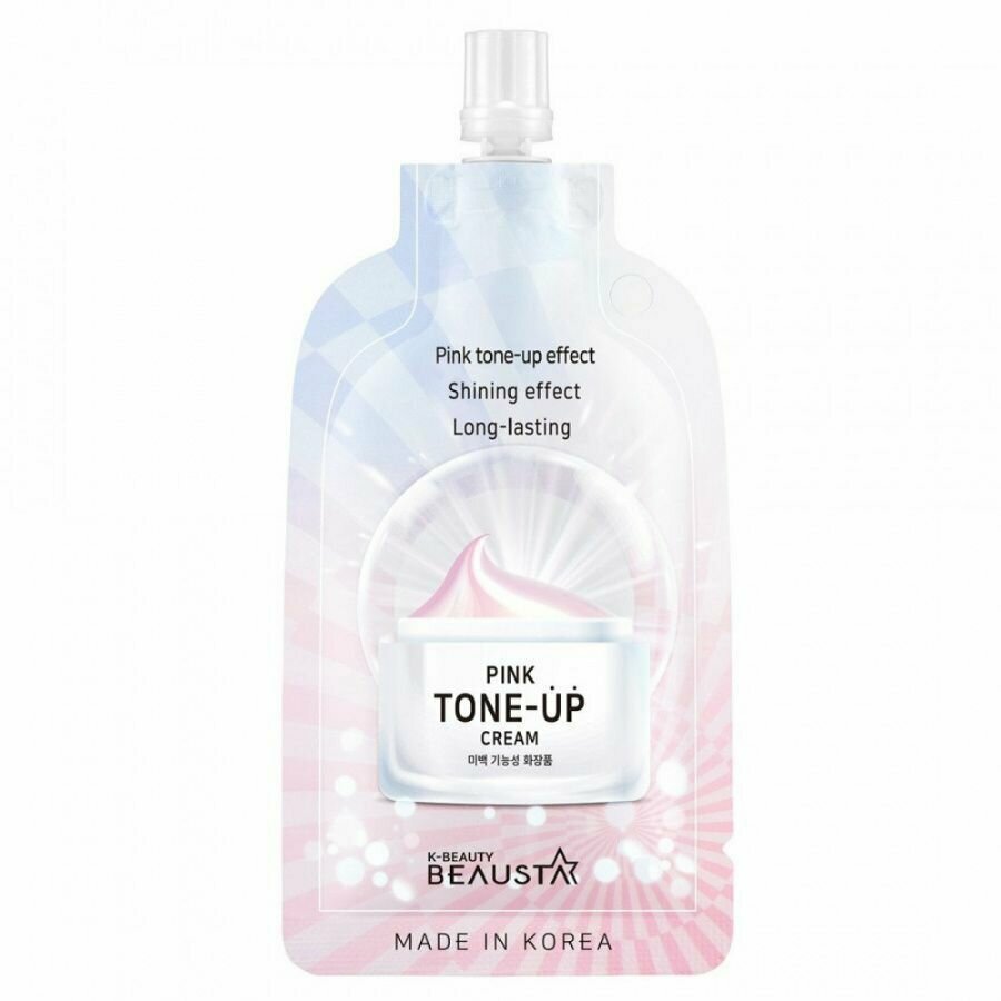 Освежающий крем для лица с экстрактом белых цветов BEAUSTA Pink Tone Up Cream 15мл - фото №3