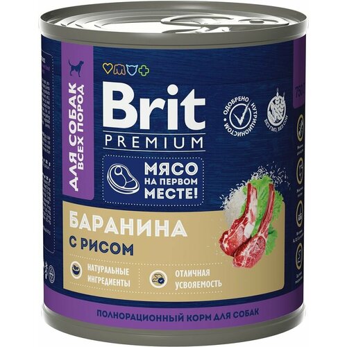 Влажный корм для собак Brit Premium Баранина с рисом 750г 1шт
