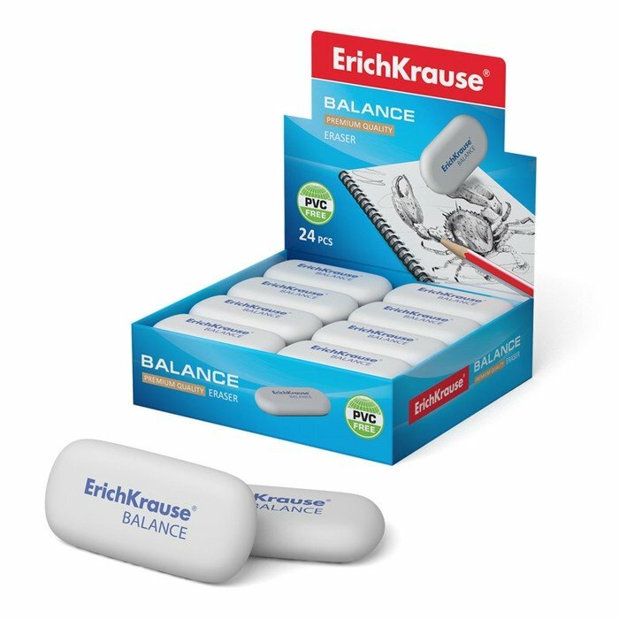 Ластик ErichKrause Balance Mini, 40 х 22 х 12 мм, мягкий, гипоаллергенный (комплект из 48 шт)