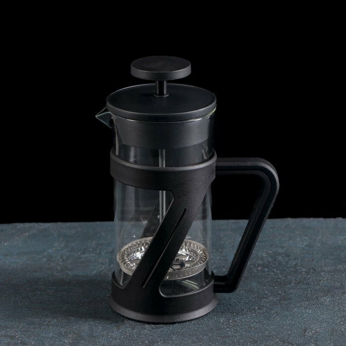 Чайник заварочный френч - пресс «Зет», 350 мл, стекло, цвет чёрный (комплект из 3 шт)