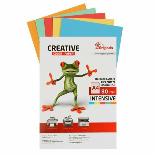 Бумага цветная А4, 100 листов CREATIVE Интенсив, 5 цветов, 80 г/м2 (комплект из 5 шт)