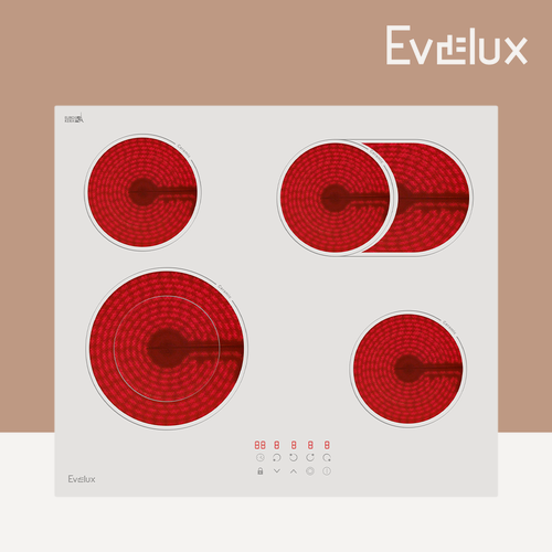 Изображение товара Электрическая варочная панель Evelux HEV 642 W ширина 60 см, сенсорное управление, белый