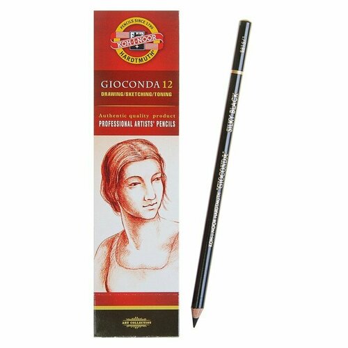 Карандаш художественный чернографитный 4.2 мм, Koh-I-Noor GIOCONDA SILKY 8815 soft, чёрный, L=175 мм (комплект из 12 шт)