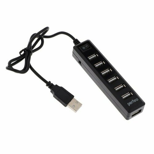 Разветвитель USB (Hub) Perfeo H034, 7 портов, USB 2.0, чёрный (комплект из 2 шт) usb hub perfeo 7 port pf h034 white белый