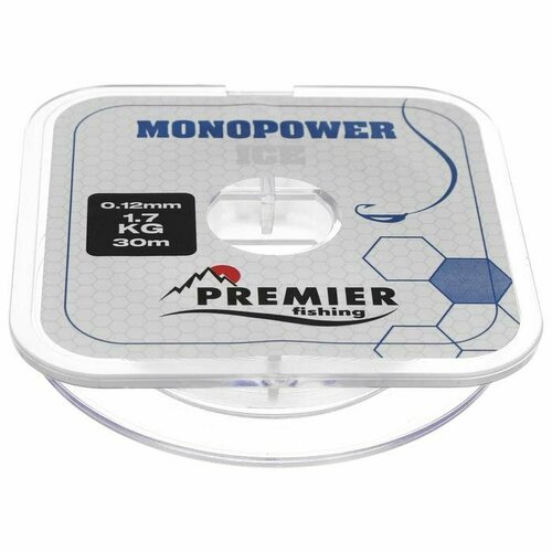 фото Леска premier fishing monopower ice, диаметр 0.12 мм, тест 1.7 кг, 30 м, нейлон, прозрачная (комплект из 14 шт)