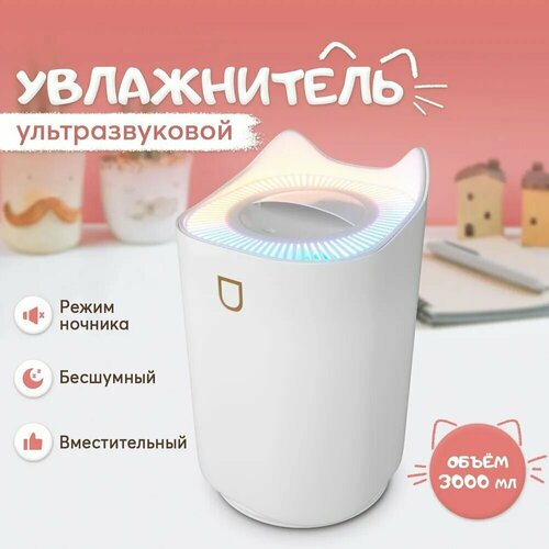 Бесшумный увлажнитель воздуха для дома Мини воздухоувлажнитель с подсветкой Маленький портативный ультразвуковой для комнаты офиса 501800₽