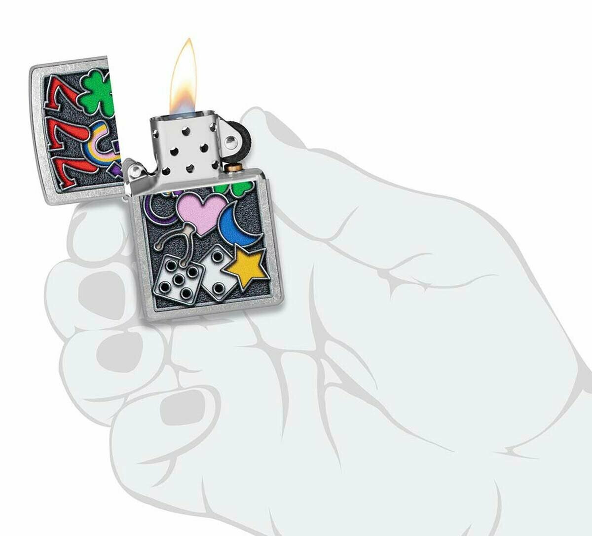 Зажигалка бензиновая Zippo 48682 All Luck - фотография № 2