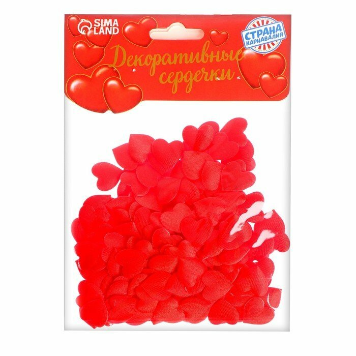 Сердечки декоративные, набор 200 шт, 1 см, цвет красный (комплект из 6 шт)