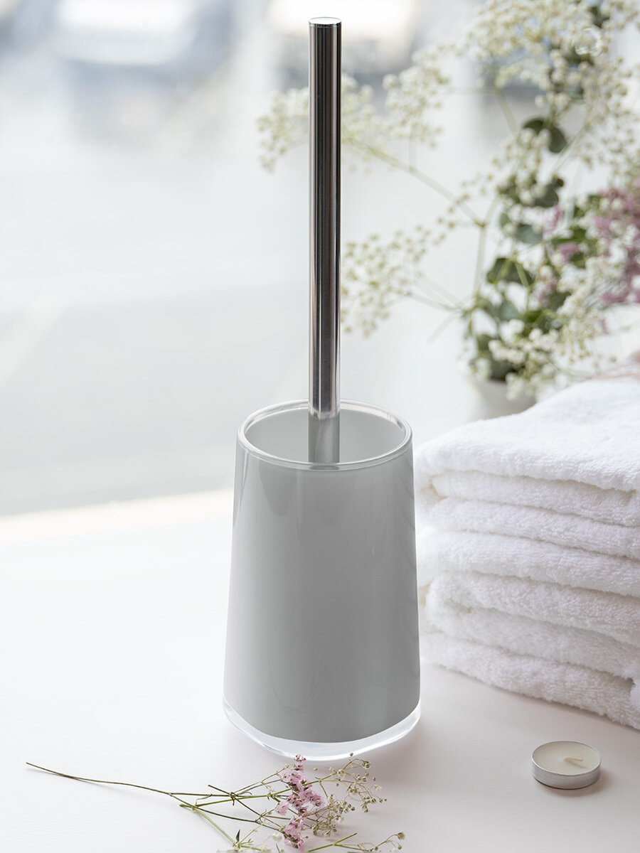 Щётка для унитаза DeNASTIA, пластиковая чаша, цвет серый (трапеция) — фото 1