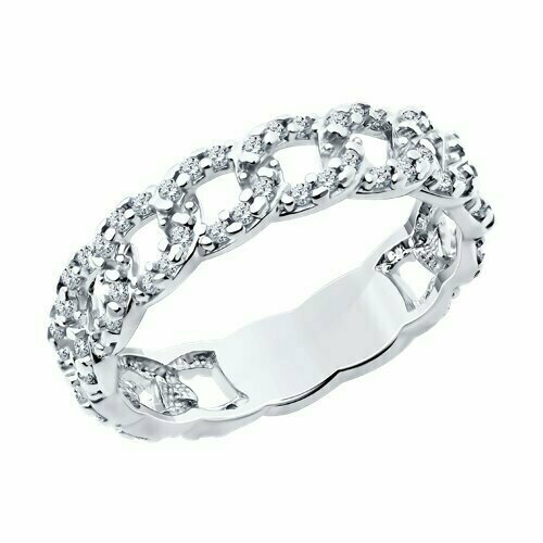 фото Кольцо diamant online, серебро, 925 проба, фианит, размер 16.5, прозрачный