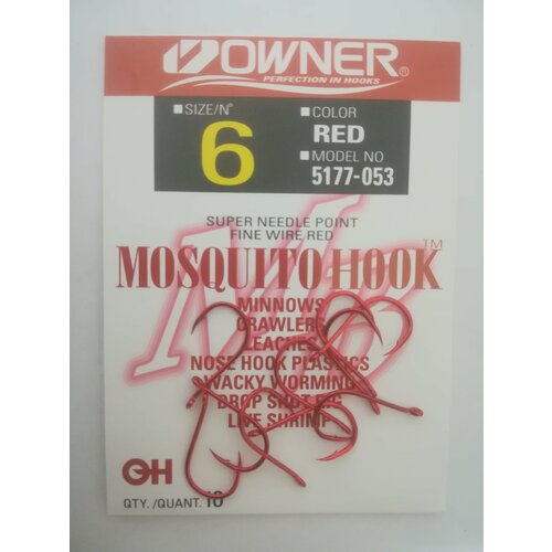 Крючок OWNER mosquito hook RED 5177 №6