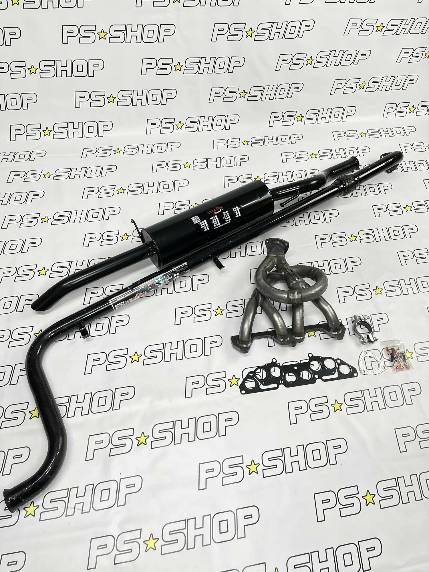 ВАЗ 2115 8кл Паук Subaru Sound+резонатор+глушитель. Комплект выхлопной системы Stinger и комплект для установки (Резонатор без бачка).