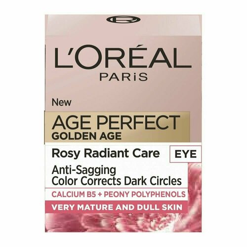 Крем вокруг глаз LOrеal Paris Age Perfect Golden Age розовый сияющий уход с экстрактом пиона и калицием В3, 15 мл (Из Финляндии)