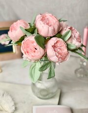 Искусственные цветы пионы для декора / Декоративный букет / Цветочная композиция, 43 см, розовый