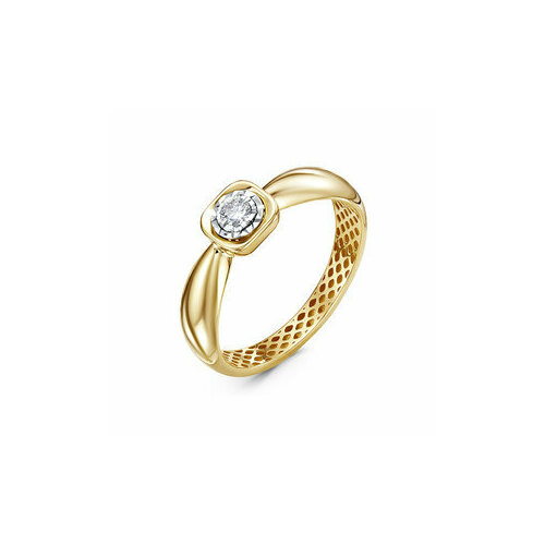 фото Кольцо diamant online, желтое золото, 585 проба, бриллиант, размер 17.5