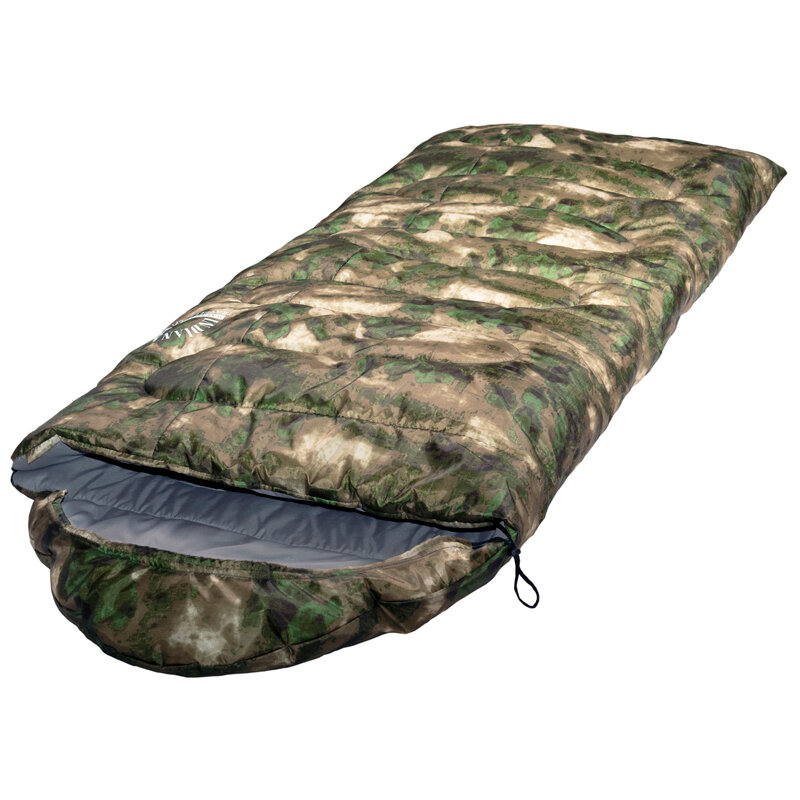 Спальный мешок TRAVELLER camo R-zip от -12 С (с подголовником 230x90см)